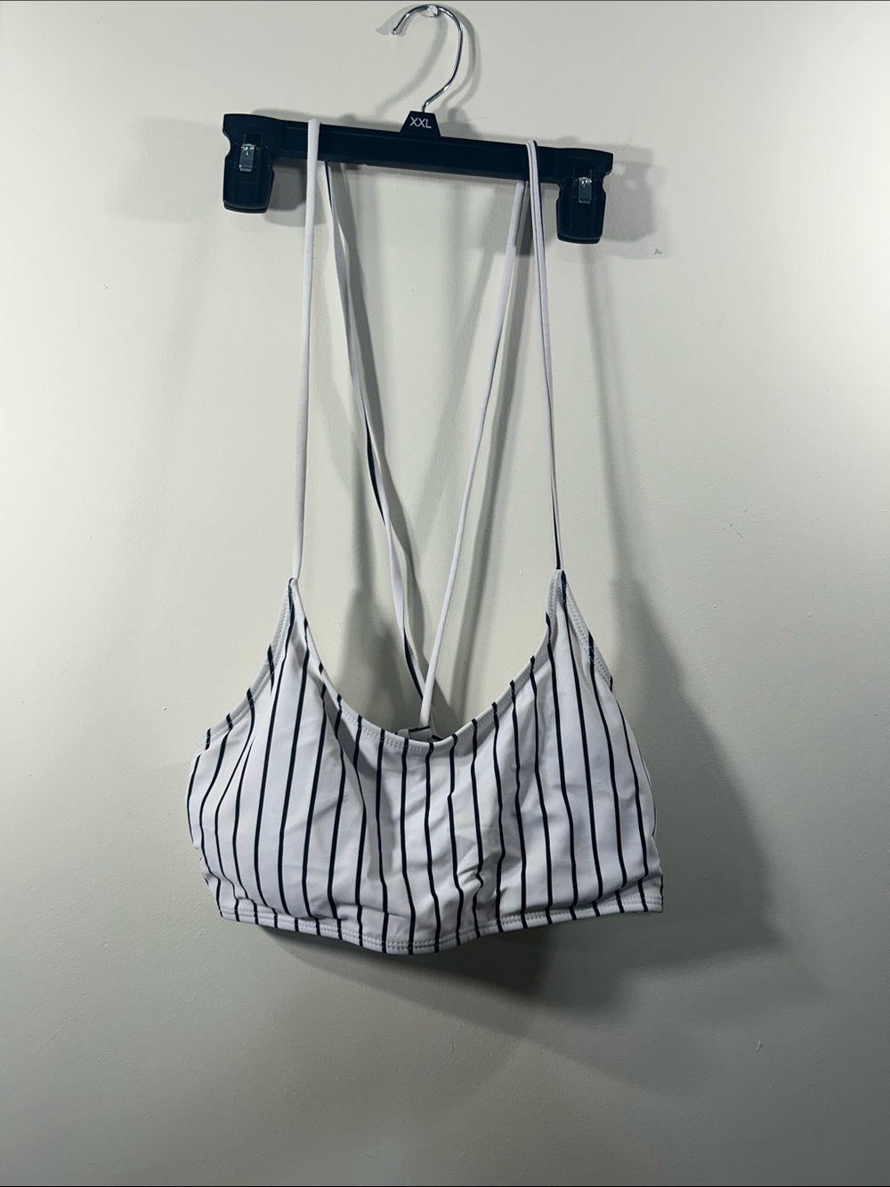 Women’s White & Black Pinstripe Bralette - Unbranded swim top